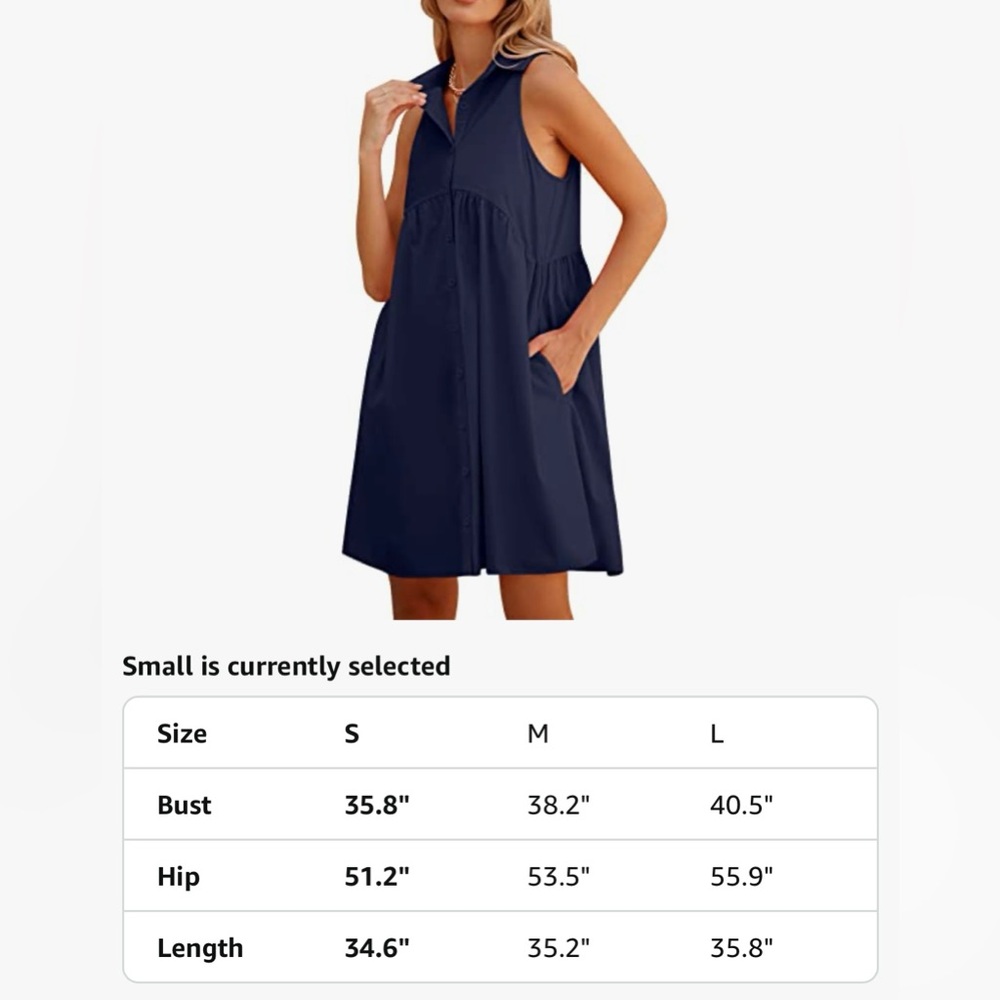 Collared Navy Button down Mini Dress - Picture 2 of 2